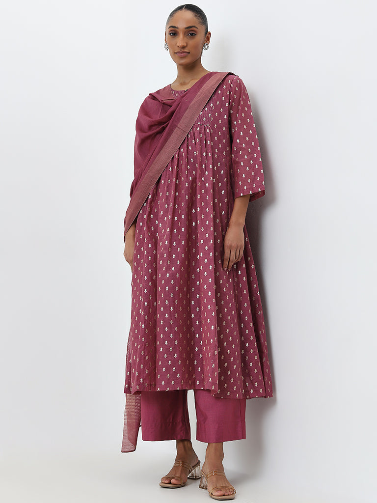 Zuba Dark Pink High-Rise Ethnic Pants