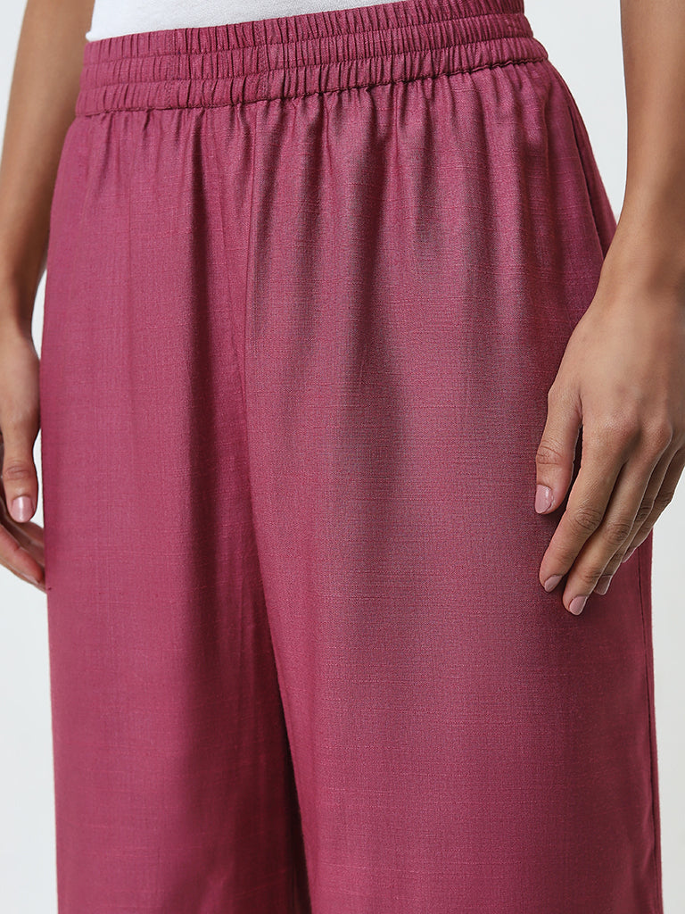 Zuba Dark Pink High-Rise Ethnic Pants