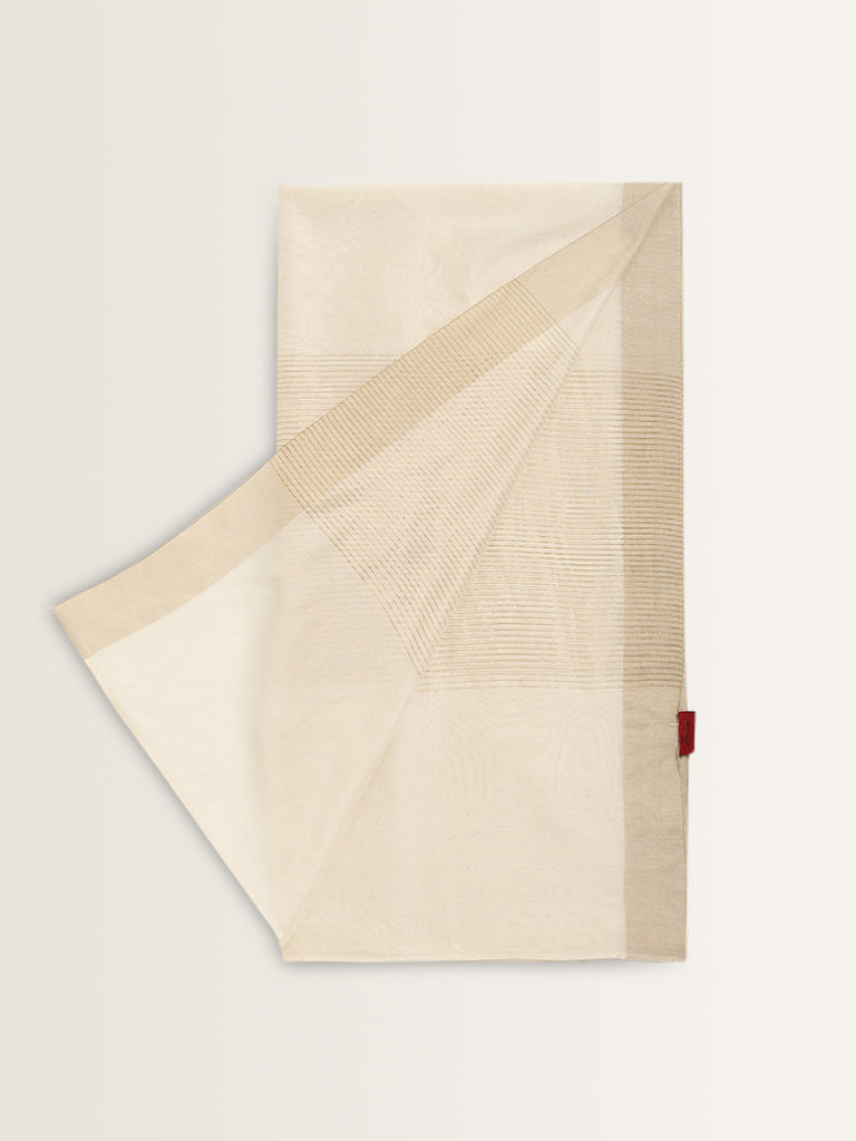 Zuba Off-White Stripe Printed Dupatta