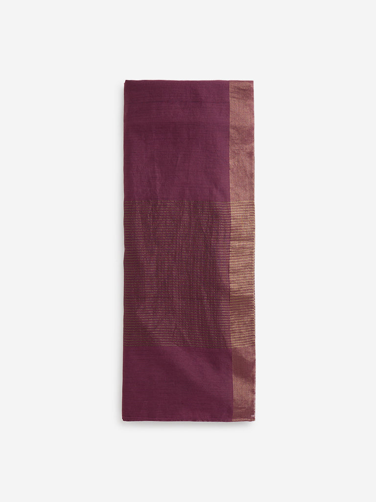 Zuba Purple Stripe Printed Dupatta