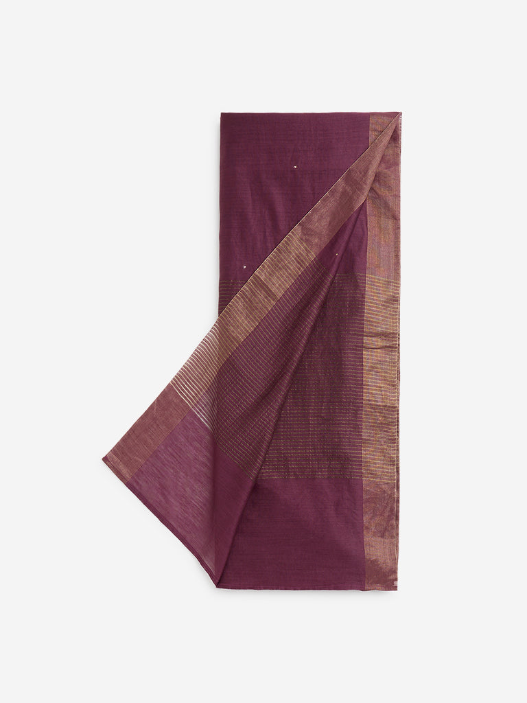 Zuba Purple Stripe Printed Dupatta