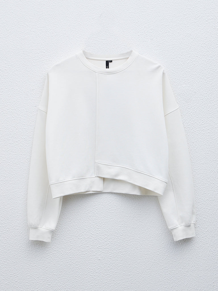 LOV Off-White Seam-Detailed Sweatshirt