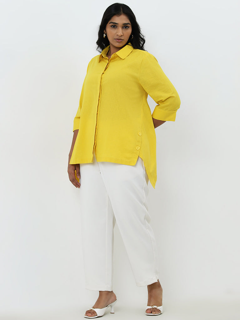 Gia Yellow Flared Cotton Blend Shirt