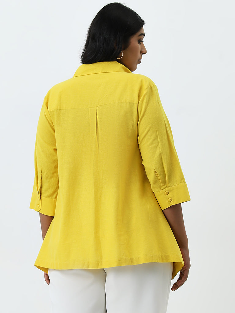 Gia Yellow Flared Cotton Blend Shirt