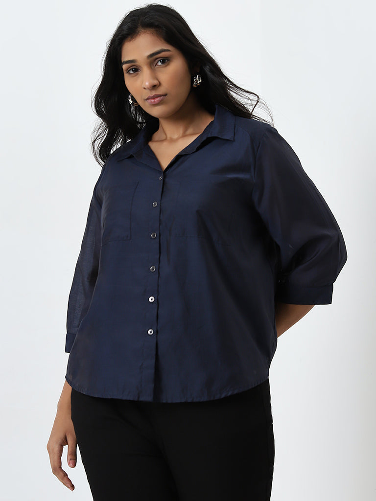 Gia Solid Navy Shirt