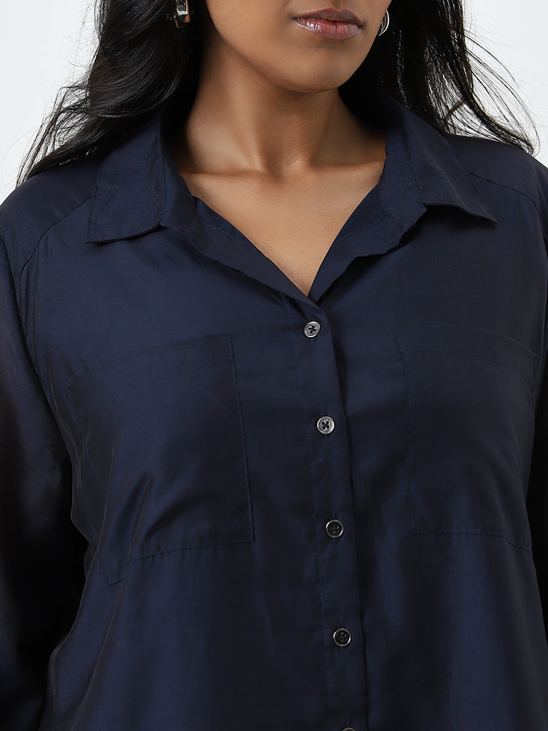 Gia Solid Navy Shirt