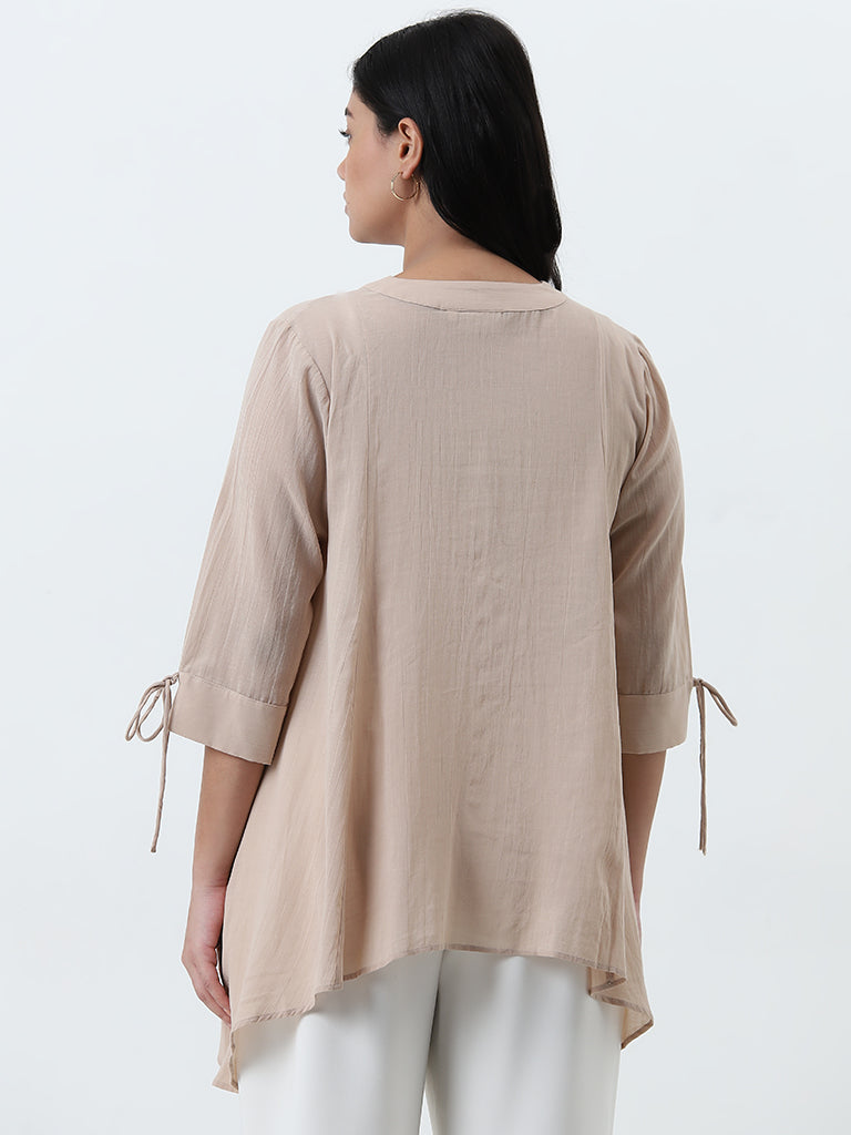 Gia Beige Solid Blouse