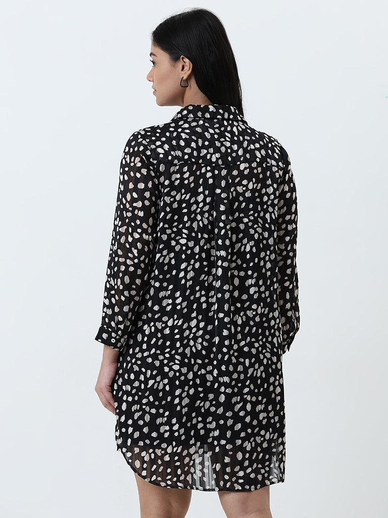 Gia Black Animal Printed Shirt Dress