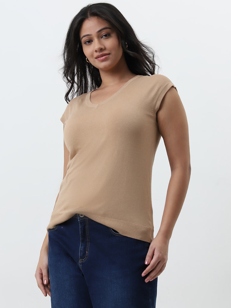 Gia Beige Vest T-Shirt