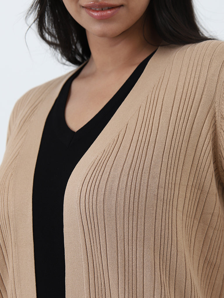 Gia Beige Ribbed Shrug