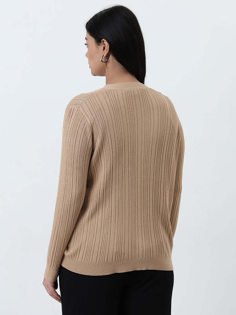 Gia Beige Ribbed Shrug