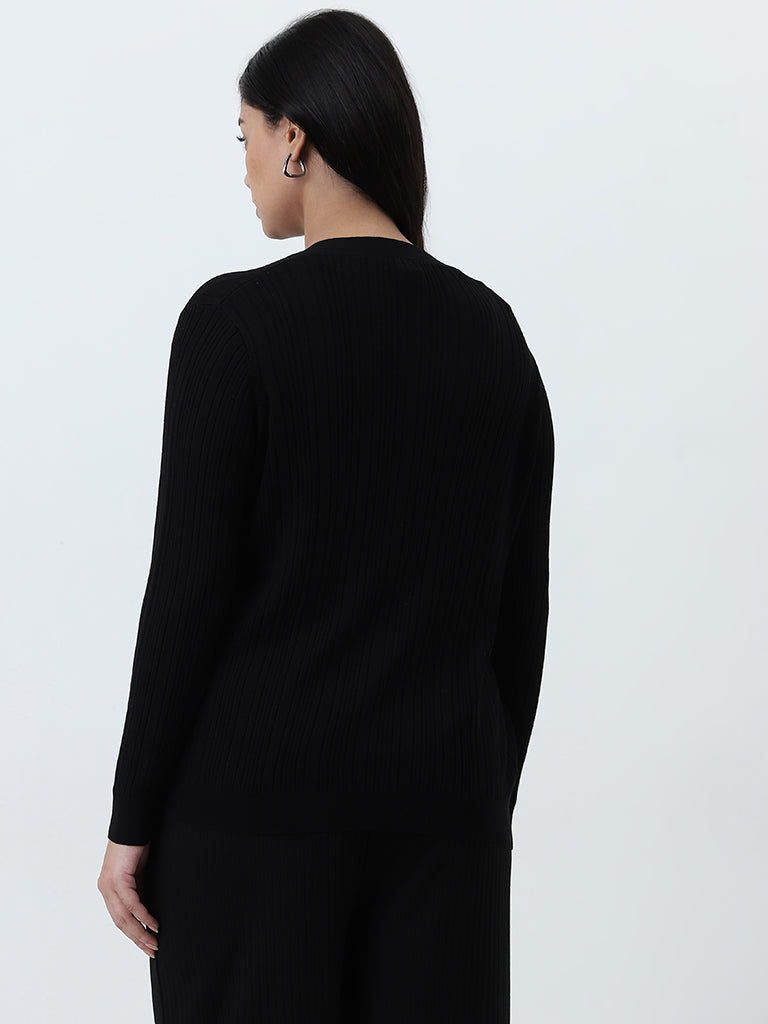 Gia Black Ribbed Shrug