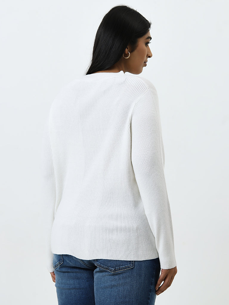 Gia Off-White Ribbed Sweater