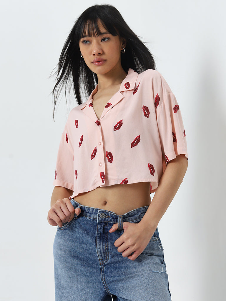 Nuon Light Pink Printed Shirt