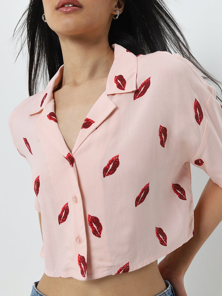 Nuon Light Pink Printed Shirt