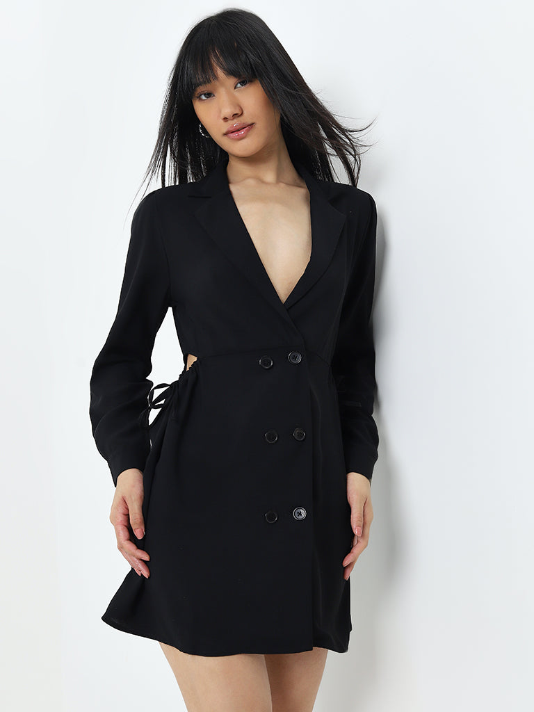 Nuon Black Cut-Out Detailed Shirt Dress