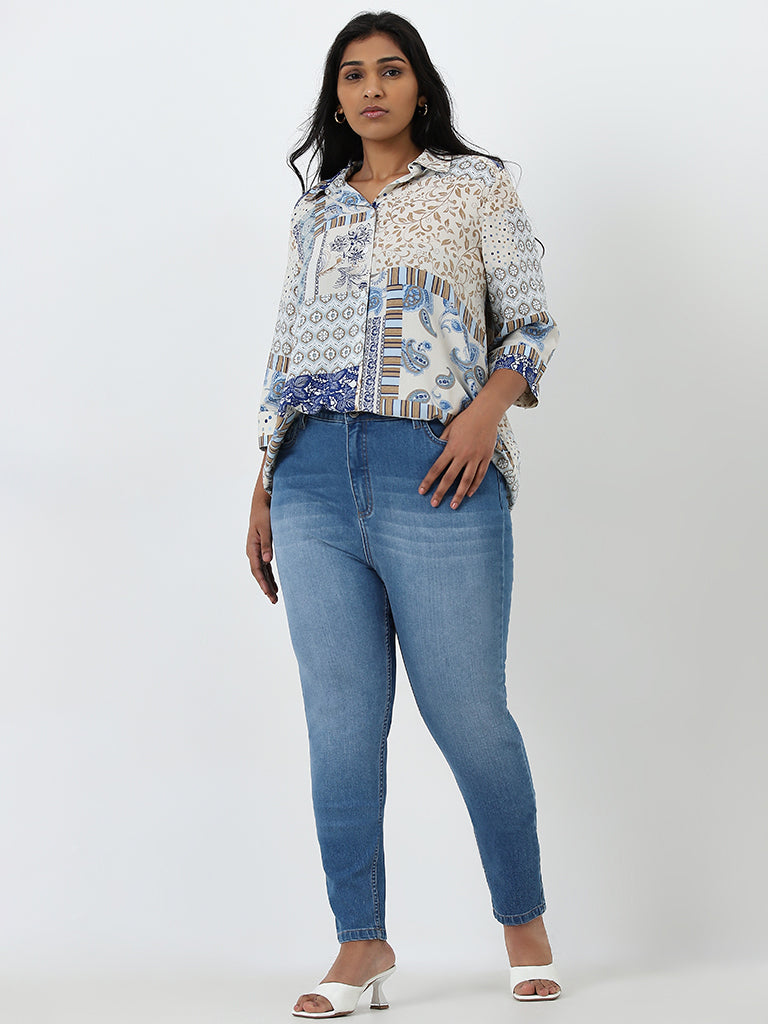 Gia Blue Washed Slim - Fit High - Rise Jeans