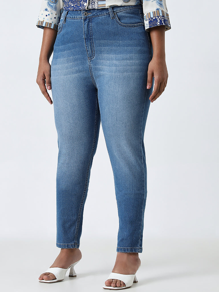 Gia Blue Washed Slim - Fit High - Rise Jeans