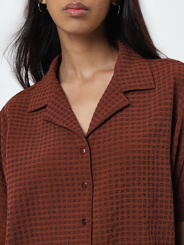 Nuon Brown Textured Shirt