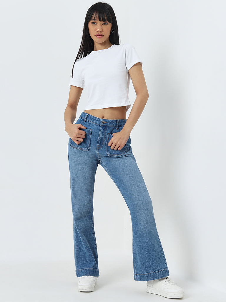 Nuon Blue Wide Leg - Fit Mid - Rise Jeans