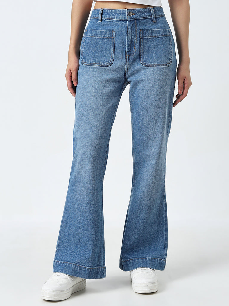 Nuon Blue Wide Leg - Fit Mid - Rise Jeans