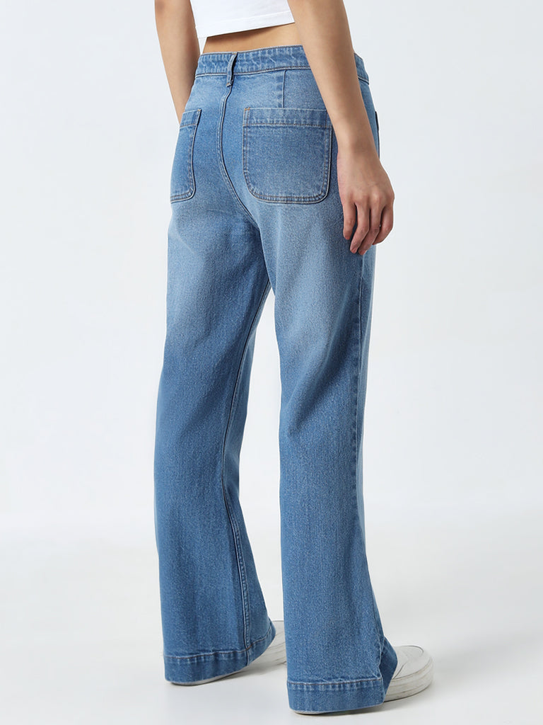 Nuon Blue Wide Leg - Fit Mid - Rise Jeans