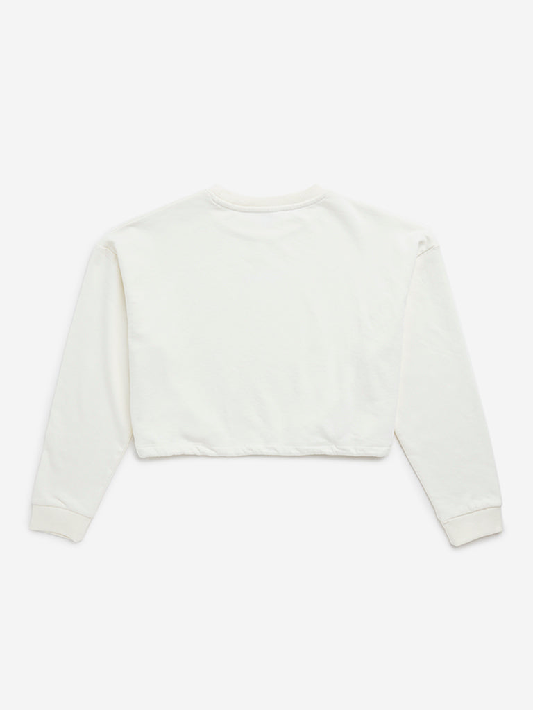 Y&F Kids Off-White Text Design Cotton Sweatshirt