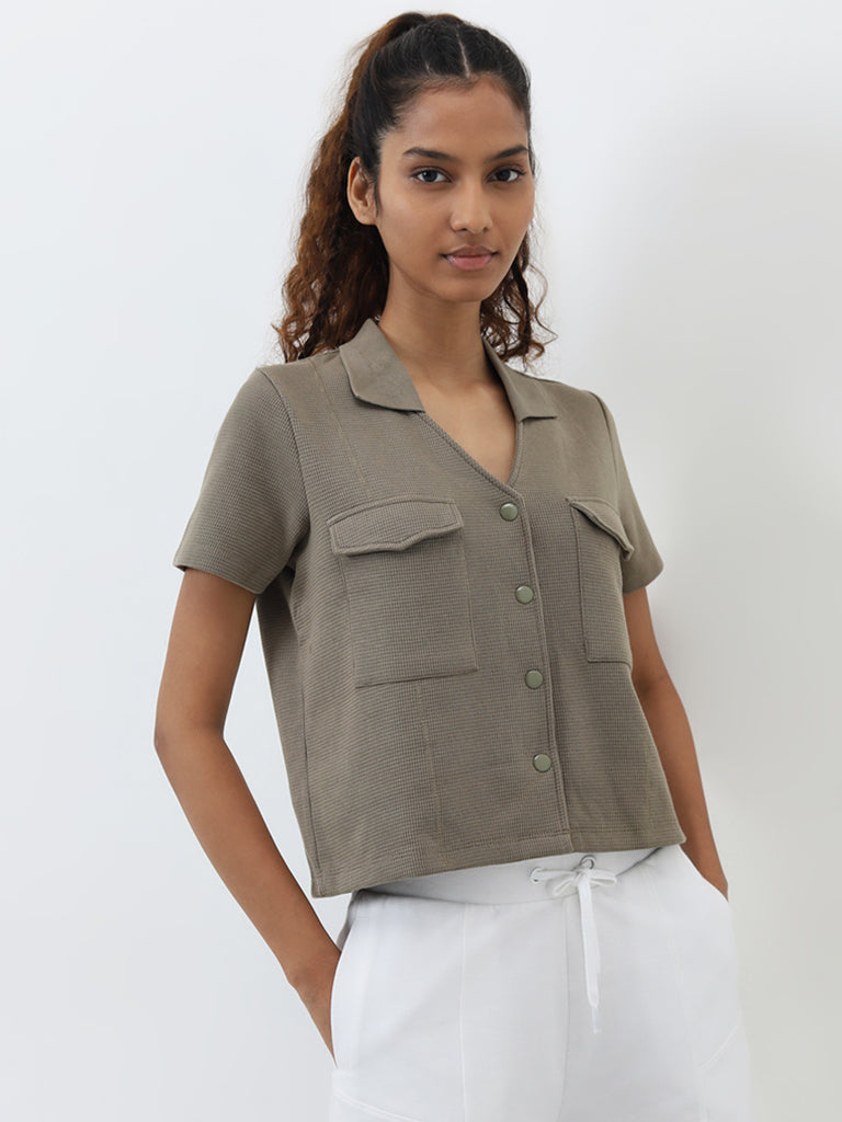 Studiofit Sage Waffle-Textured Cotton Top