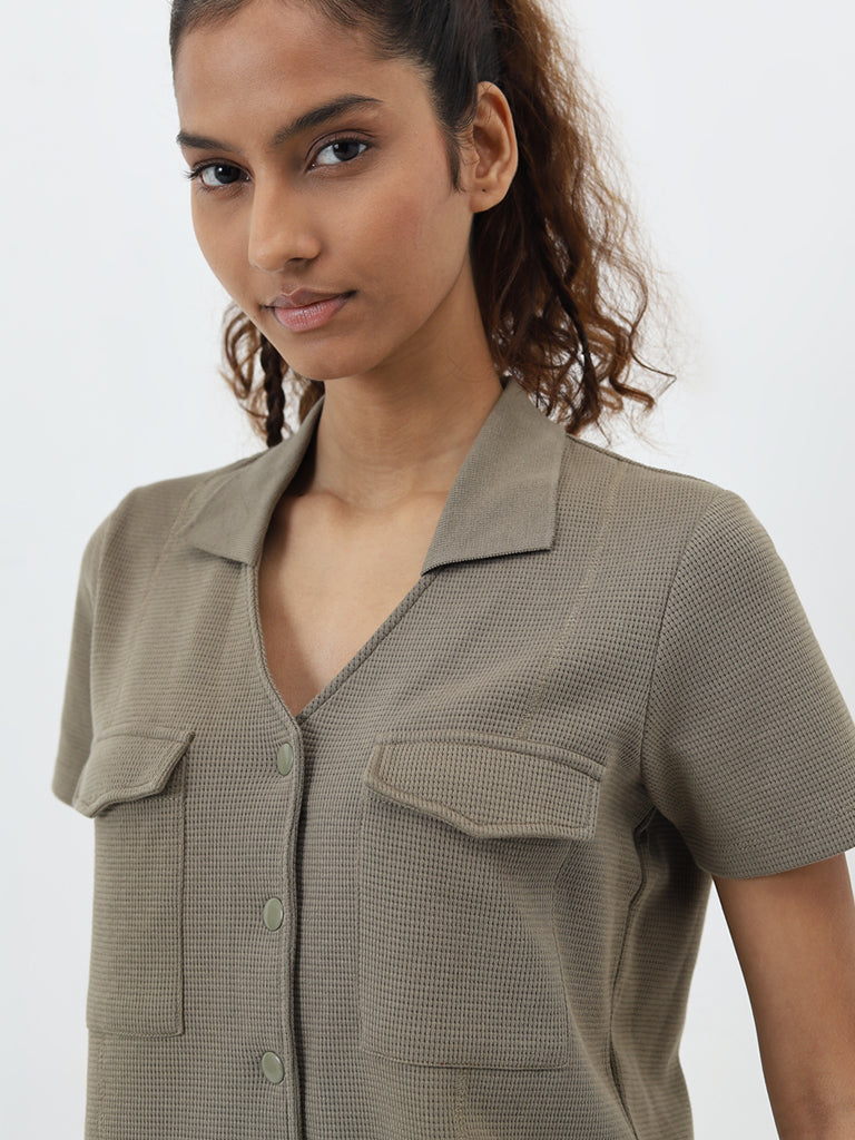 Studiofit Sage Waffle-Textured Cotton Top