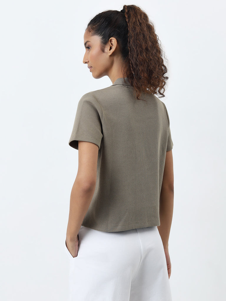 Studiofit Sage Waffle-Textured Cotton Top