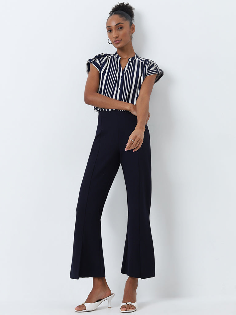 Wardrobe Navy Stripe Printed Top