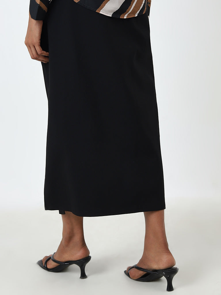 Wardrobe Black Ruched High-Rise Skirt