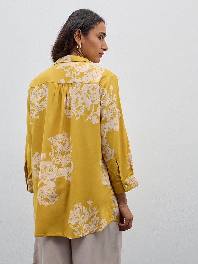 Utsa Yellow Floral Printed Straight Tunic