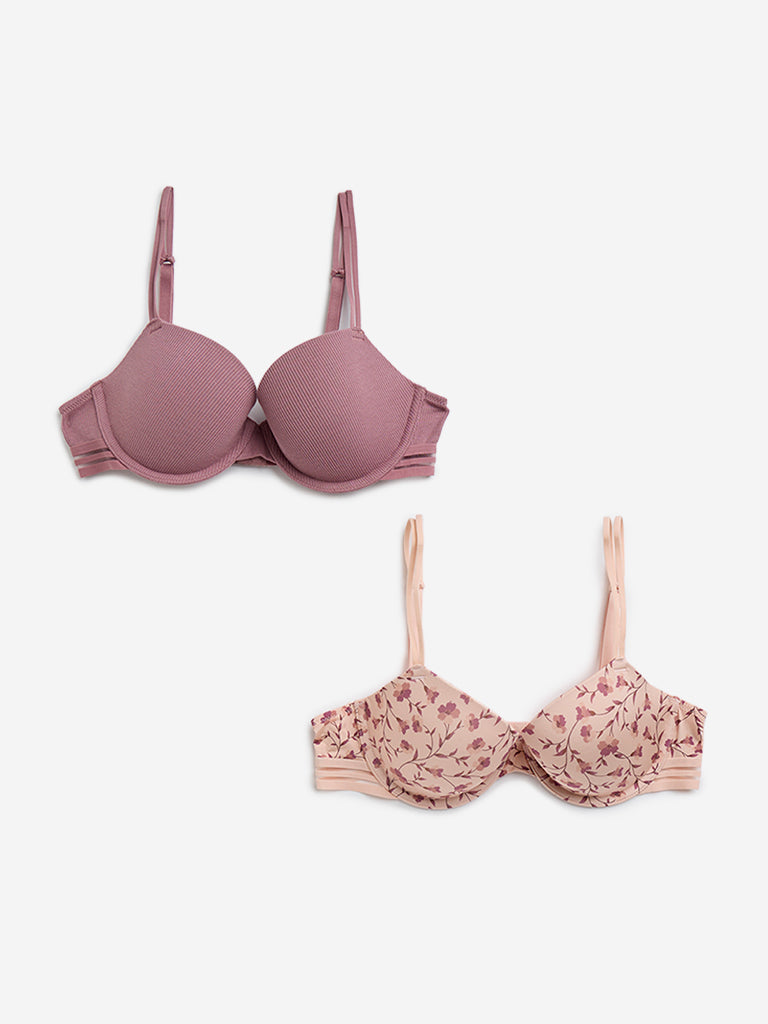 Wunderlove Mauve Underwired Bra - Pack of 2