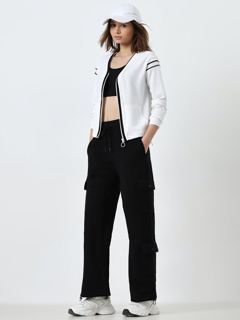 Studiofit White Ribbed Textured Jacket