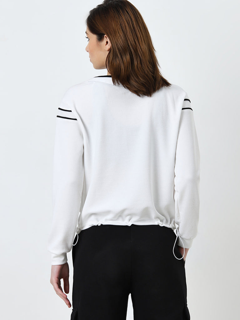 Studiofit White Ribbed Textured Jacket