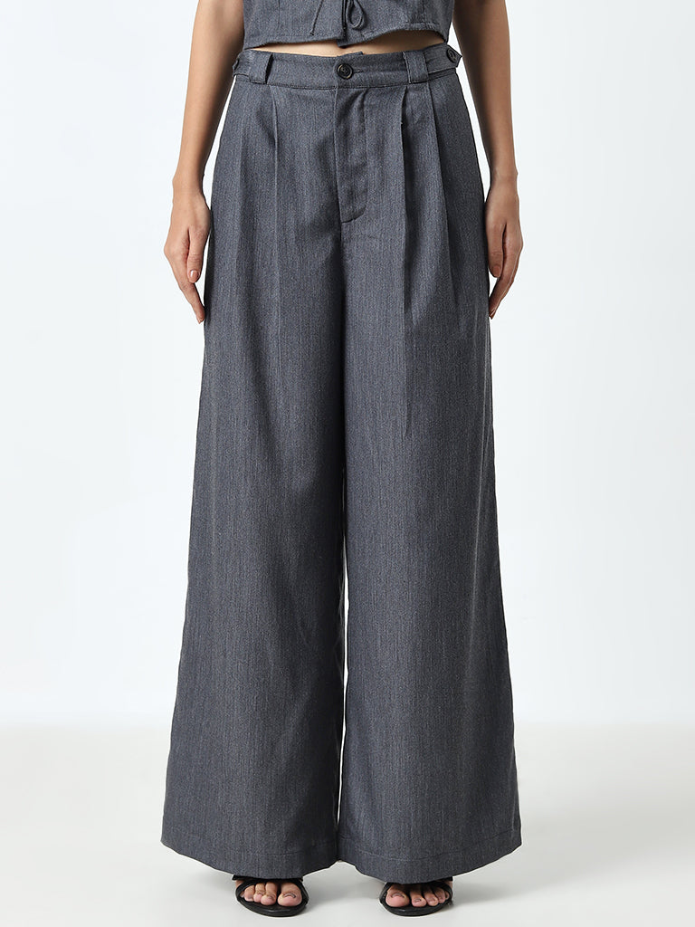 Nuon Dark Grey High-Rise Trousers