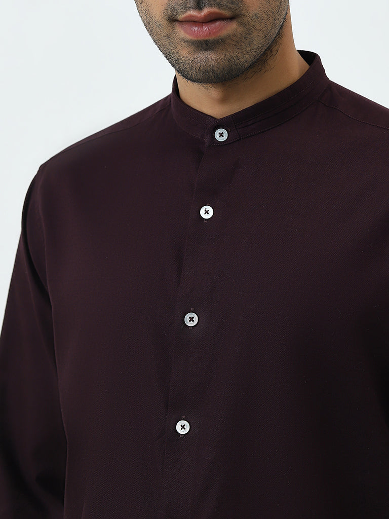 Ascot Wine Relaxed-Fit Cotton Shirt