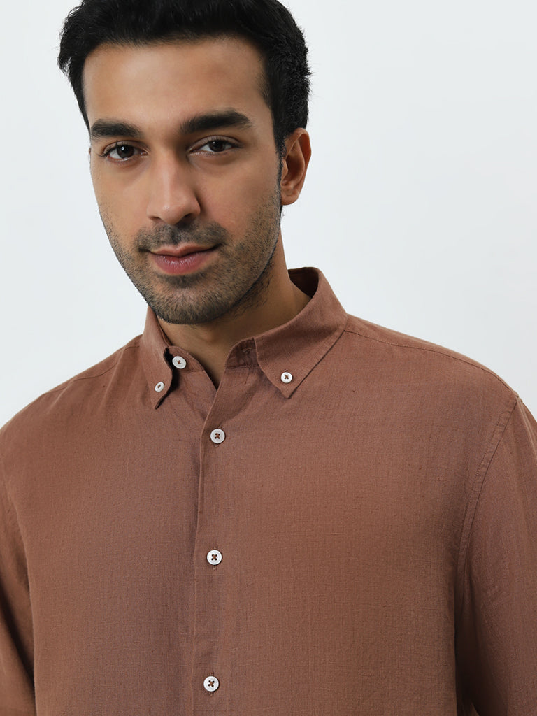 Ascot Tan Relaxed-Fit Linen Shirt