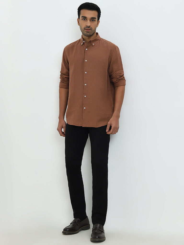 Ascot Tan Relaxed-Fit Linen Shirt