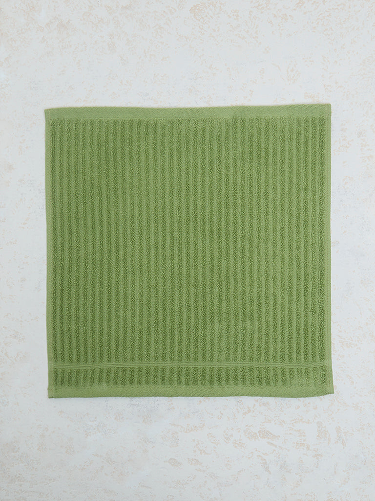 Westside Home Lime Self-Striped Face Towel - (Set of 2)