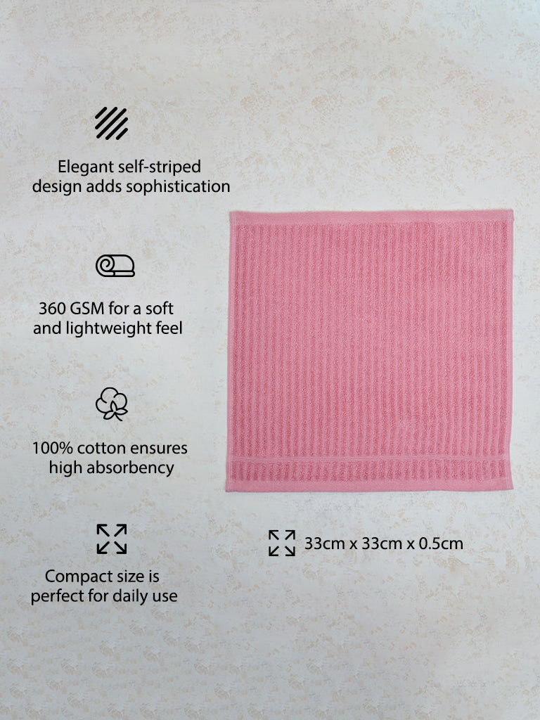 Westside Home Dusty Pink Self-Striped Face Towel - (Set of 2)