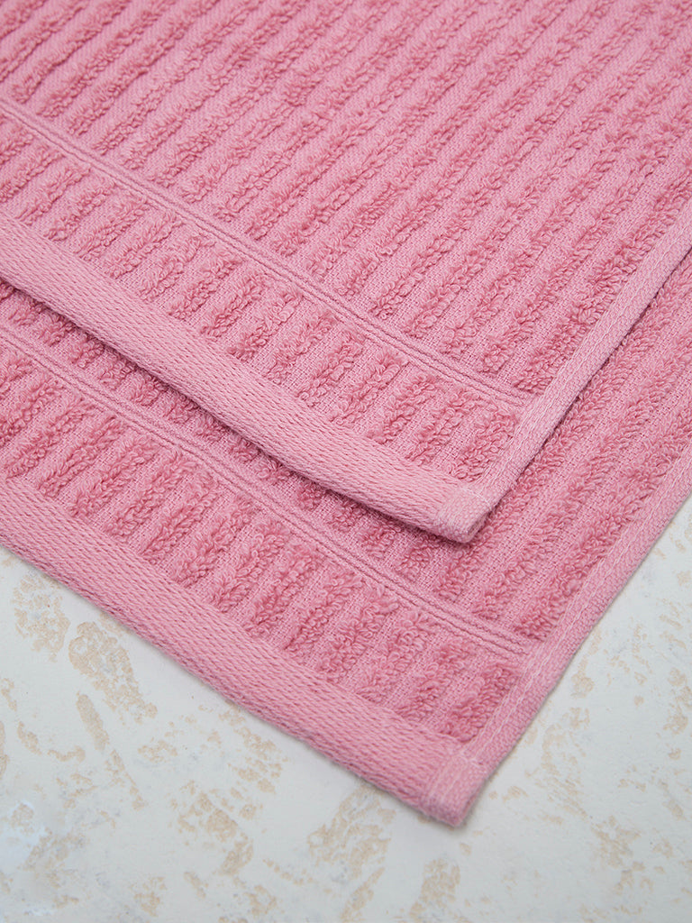 Westside Home Dusty Pink Self-Striped Face Towel - (Set of 2)