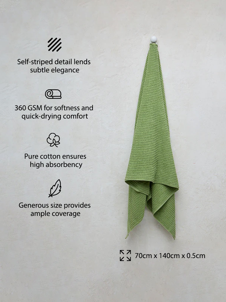 Westside Home Lime Self-Striped Bath Towel