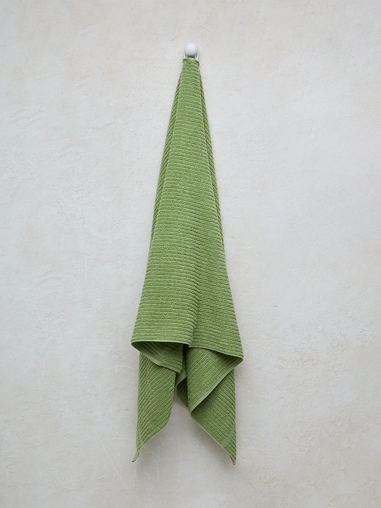 Westside Home Lime Self-Striped Bath Towel