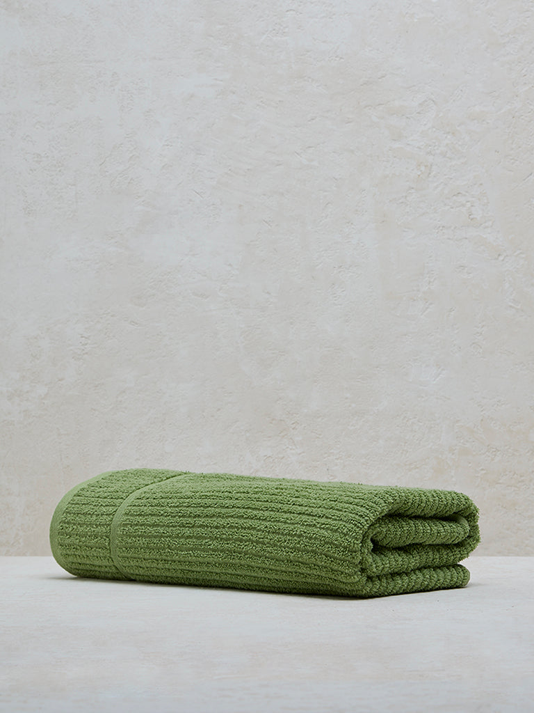 Westside Home Lime Self-Striped Bath Towel