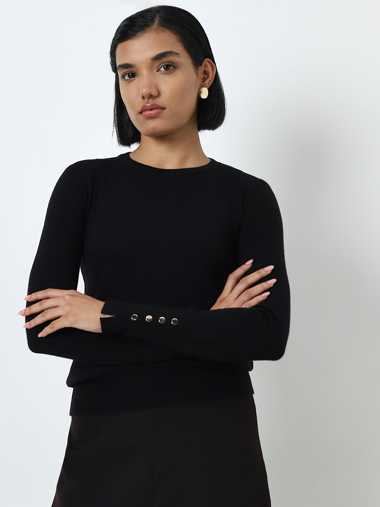 Wardrobe Black Knit-Textured Top