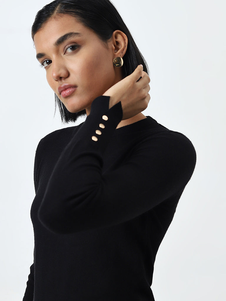 Wardrobe Black Knit-Textured Top