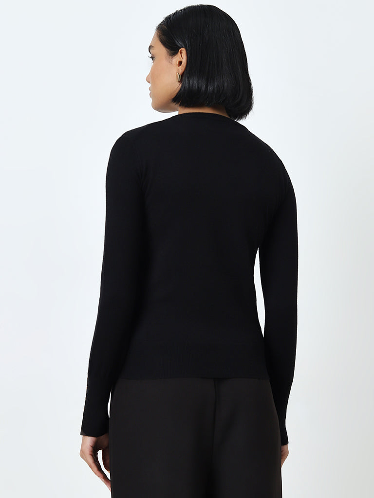 Wardrobe Black Knit-Textured Top