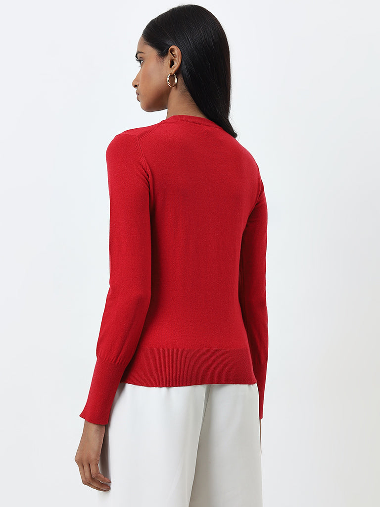 Wardrobe Red Knit-Textured Top